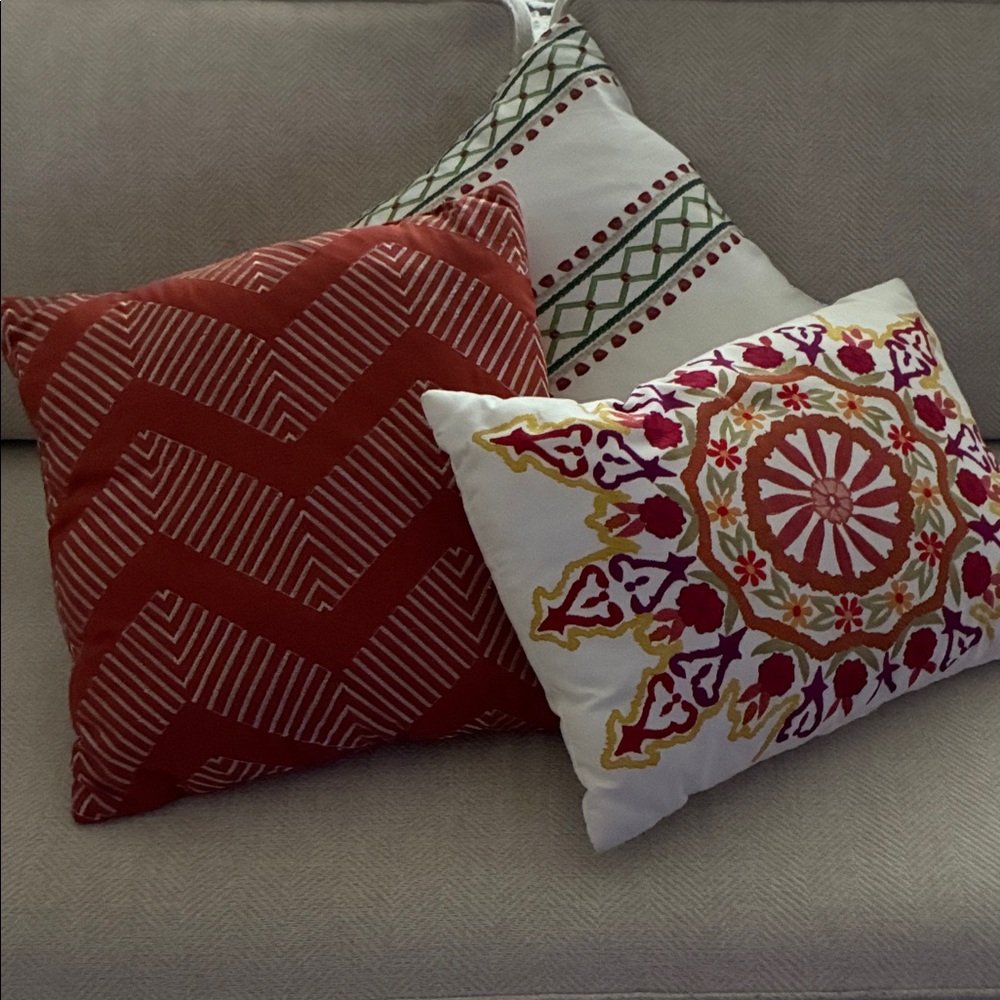 Colorful Embroidered Throw Pillow - Picture 3 of 3